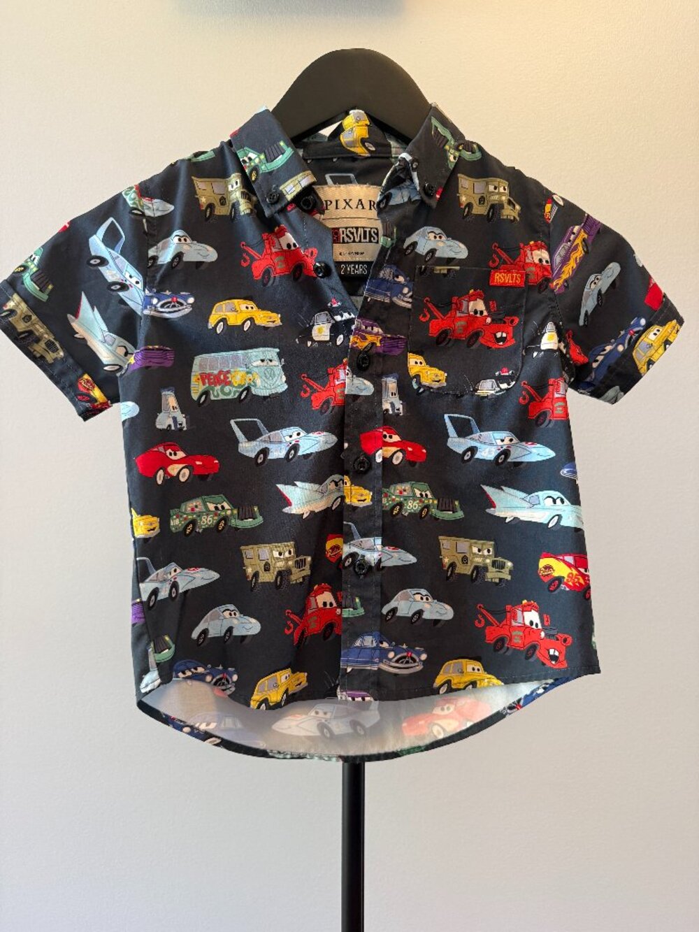 RSVLTS Disney Pixar Cars "Cruisin'" KUNUFLEX Short Sleeve Button Down Shirt 2T